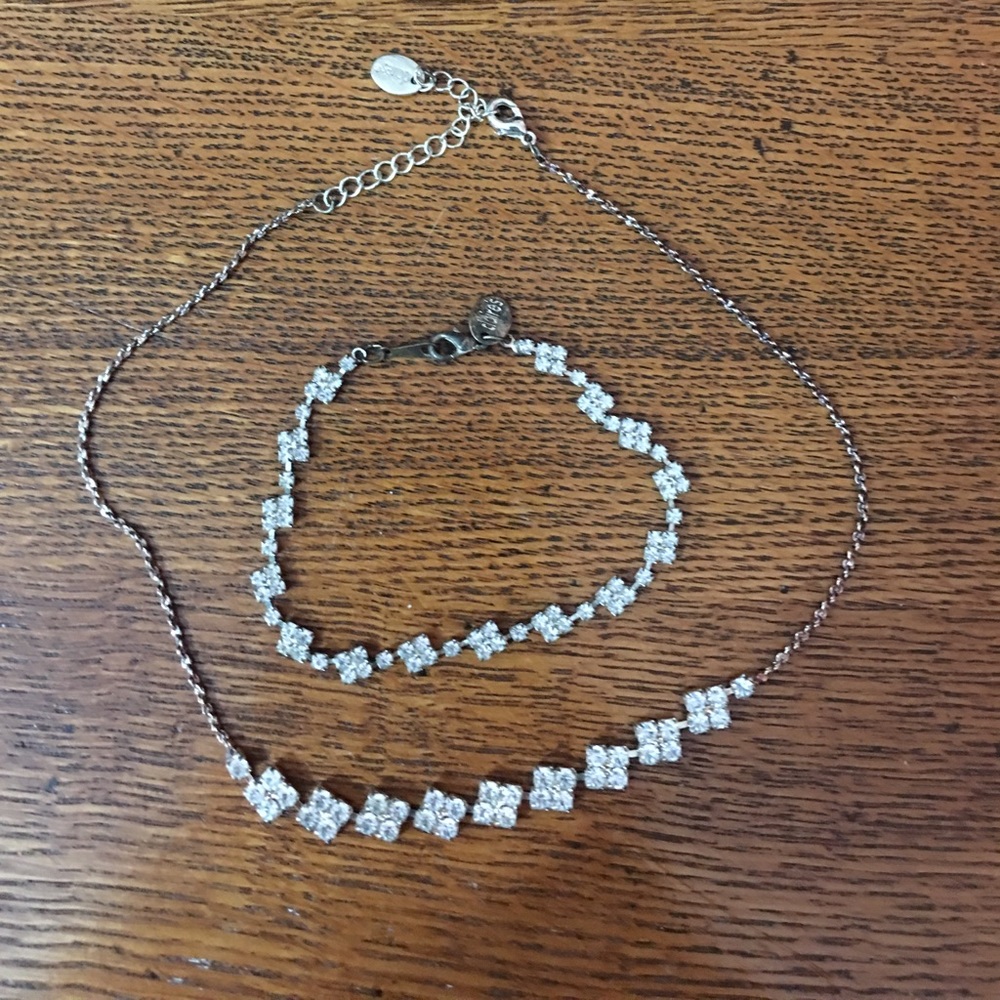 Pavé CZ necklace and tennis bracelet set